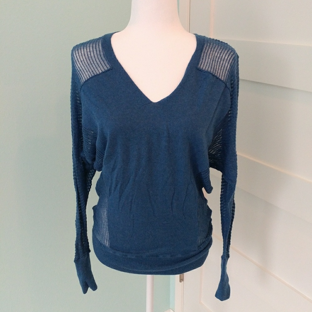 Moda Semi Sheer Panel Cashmere Blend Sweater